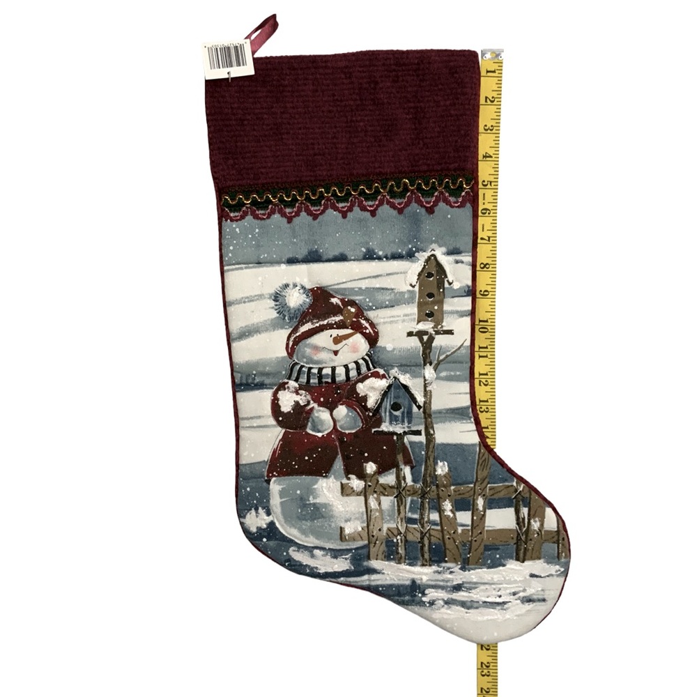 Christmas Stockings Oversized Snowmen Snow Scene Plush 3 Pieces 22 Inches - Picture 3 of 16